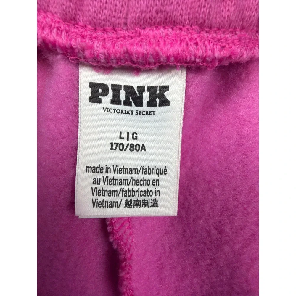 Victorias Secret PINK Ivy Fleece Sweat Shorts‎ Pink Logo Drawstring Womens Large